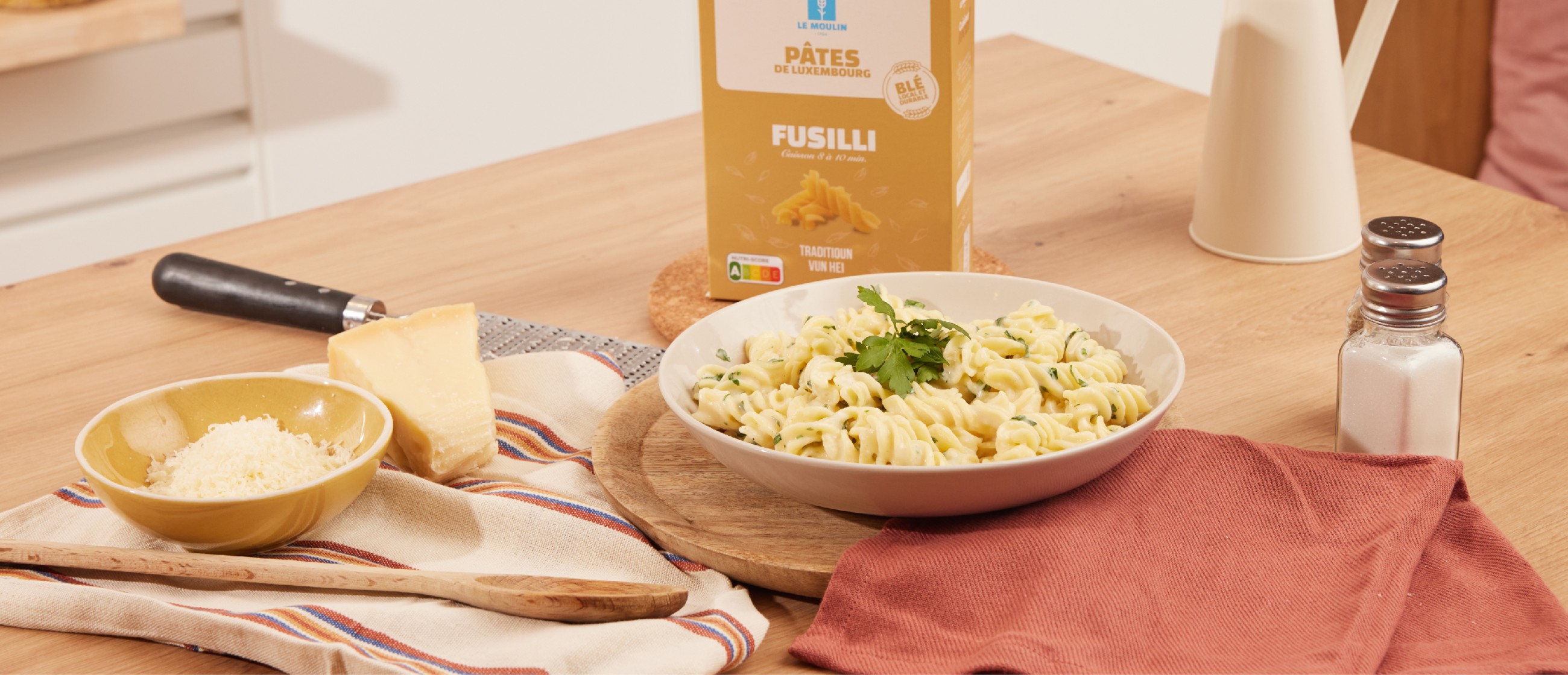 Fusilli sauce Alfredo | Recette | Moulins de Kleinbettingen